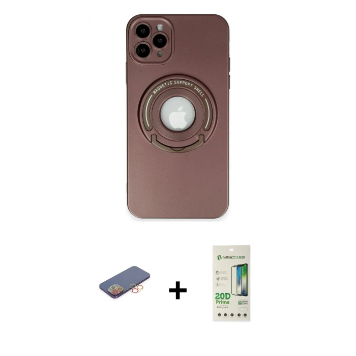 MARSİLYAN™- iPhone 12 Pro Max Kılıf Eksen Klasik Prime - Siyah 20D Premium Cam Ekran Koruyucu + Renkli Kamera Lens Koruma Cam - TU