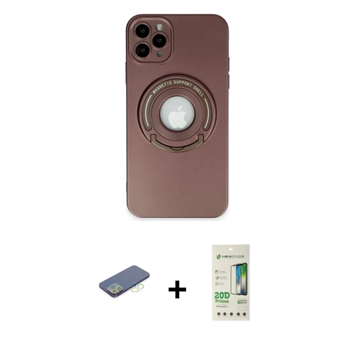MARSİLYAN™- iPhone 12 Pro Max Kılıf Eksen Klasik Prime - Siyah 20D Premium Cam Ekran Koruyucu + Yeşil Renkli Kamera Lens Koruma Cam