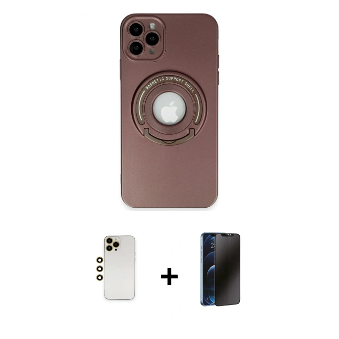 MARSİLYAN™- iPhone 12 Pro Max Kılıf Eksen Klasik Prime - Siyah 3D Antistatik Hayalet Cam Ekran Koruyucu + Gold Shine Kamera Lens
