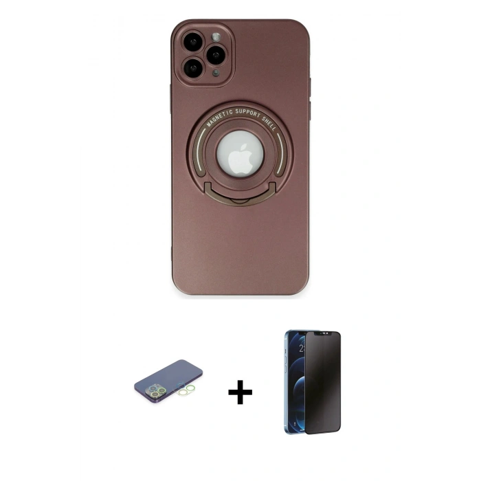 MARSİLYAN™- iPhone 12 Pro Max Kılıf Eksen Klasik Prime - Siyah 3D Antistatik Hayalet Cam Ekran Koruyucu + Renkli Kamera Lens Koruma Cam - YL