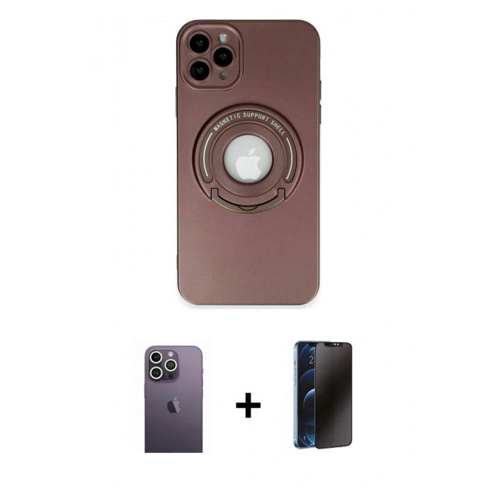 MARSİLYAN™- iPhone 12 Pro Max Kılıf Eksen Klasik Prime - Siyah 3D Antistatik Hayalet Cam Ekran Koruyucu + Neon Fosforlu Kamera Lens - BZ
