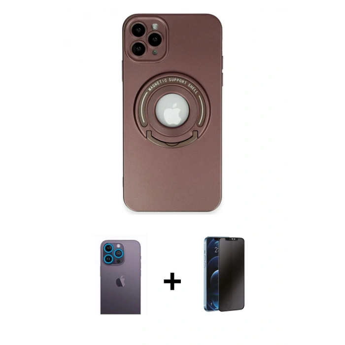 MARSİLYAN™- iPhone 12 Pro Max Kılıf Eksen Klasik Prime - Siyah 3D Antistatik Hayalet Cam Ekran Koruyucu + Neon Fosforlu Kamera Lens - MI