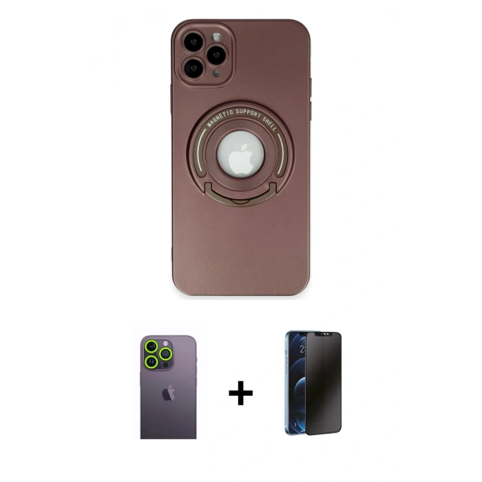 MARSİLYAN™- iPhone 12 Pro Max Kılıf Eksen Klasik Prime - Siyah 3D Antistatik Hayalet Cam Ekran Koruyucu + Neon Fosforlu Kamera Lens - YL