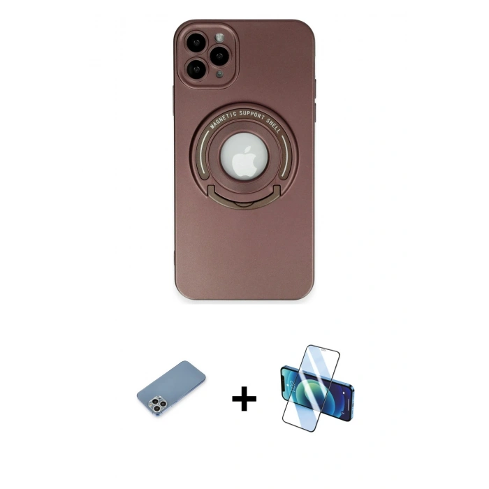 MARSİLYAN™- iPhone 12 Pro Max Kılıf Eksen Klasik Prime - Siyah 3D Antistatik Seramik Nano Ekran Koruyucu + Shine Kamera Lens Koruma Cam - GS