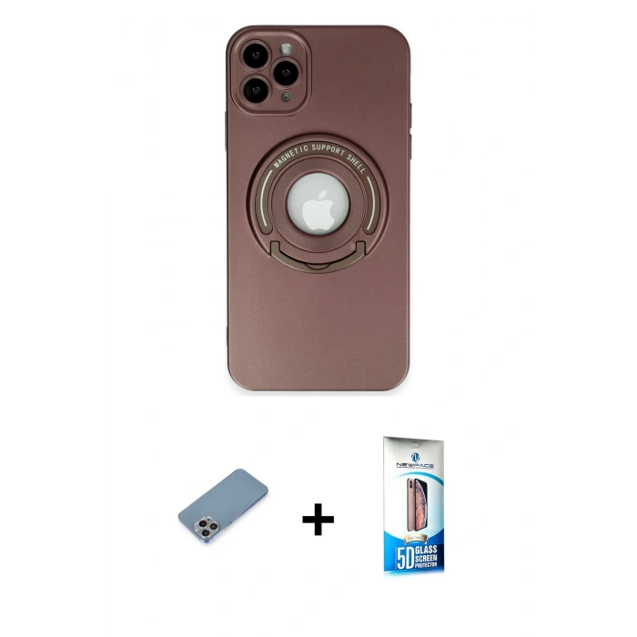MARSİLYAN™- iPhone 12 Pro Max Kılıf Eksen Klasik Prime - Siyah 5D Eko Cam Ekran Koruyucu + Shine Kamera Lens Koruma Cam - GI