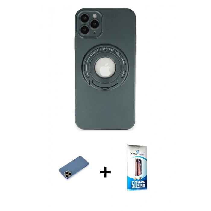 MARSİLYAN™- iPhone 12 Pro Max Kılıf Eksen Klasik Prime - Siyah 5D Eko Cam Ekran Koruyucu + Shine Kamera Lens Koruma Cam - GD