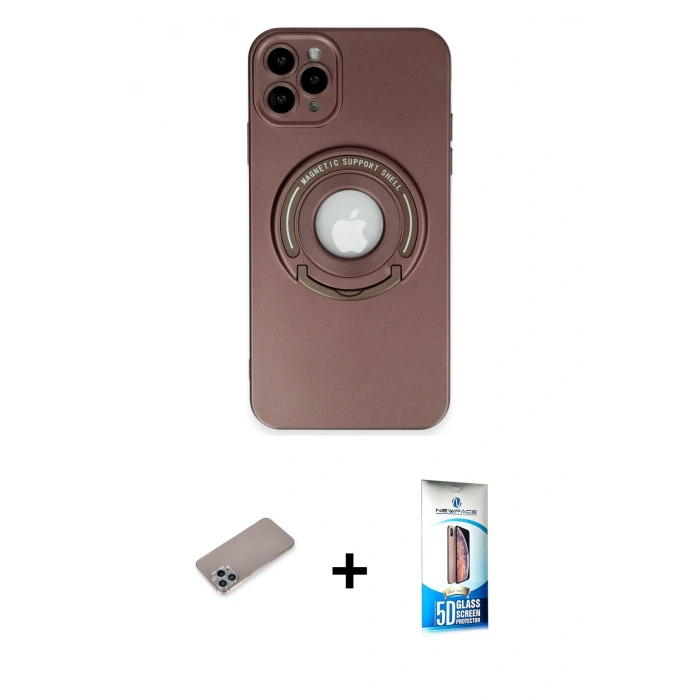 MARSİLYAN™- iPhone 12 Pro Max Kılıf Eksen Klasik Prime - Siyah 5D Eko Cam Ekran Koruyucu + Shine Kamera Lens Koruma Cam - SABE