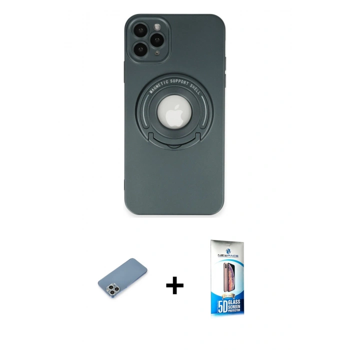 MARSİLYAN™- iPhone 12 Pro Max Kılıf Eksen Klasik Prime - Siyah 5D Eko Cam Ekran Koruyucu + Shine Kamera Lens Koruma Cam - GS