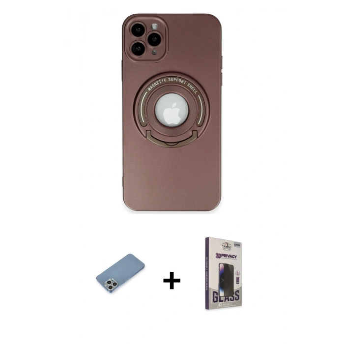 MARSİLYAN™- iPhone 12 Pro Max Kılıf Eksen Klasik Prime - Siyah Bilvis Hayalet Cam Ekran Koruyucu + Shine Kamera Lens Koruma Cam - GS