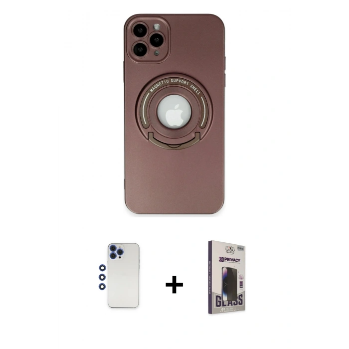 MARSİLYAN™- iPhone 12 Pro Max Kılıf Eksen Klasik Prime - Siyah Bilvis Hayalet Cam Ekran Koruyucu + Shine Kamera Lens - LT