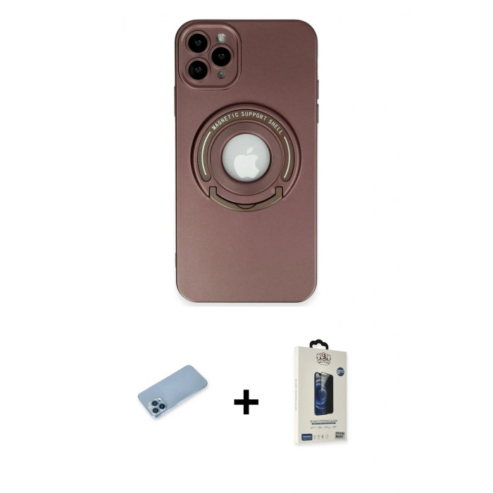 MARSİLYAN™- iPhone 12 Pro Max Kılıf Eksen Klasik Prime - Siyah Bilvis Hayalet Cam Ekran Koruyucu + Shine Kamera Lens Koruma Cam - MI