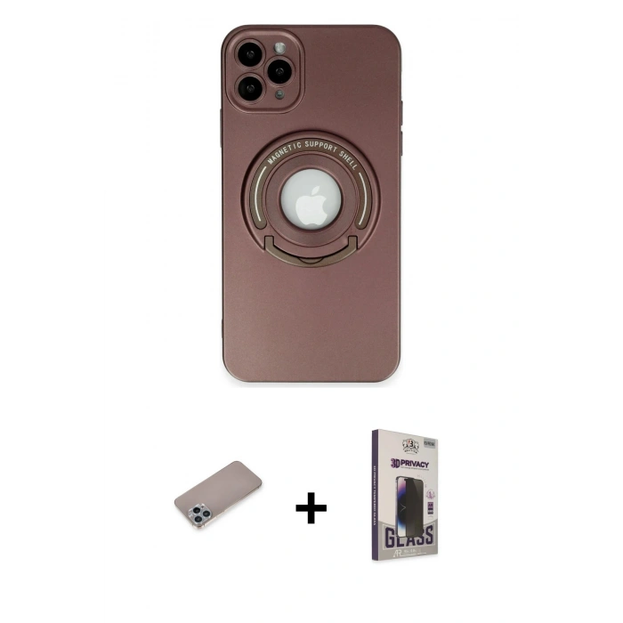 MARSİLYAN™- iPhone 12 Pro Max Kılıf Eksen Klasik Prime - Siyah Bilvis Hayalet Cam Ekran Koruyucu + Shine Kamera Lens Koruma Cam - SABE