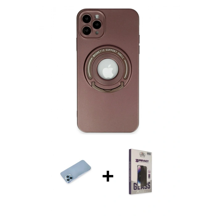 MARSİLYAN™- iPhone 12 Pro Max Kılıf Eksen Klasik Prime - Siyah Bilvis Hayalet Cam Ekran Koruyucu + Shine Kamera Lens Koruma Cam - MI
