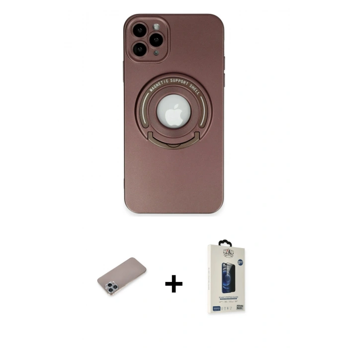MARSİLYAN™- iPhone 12 Pro Max Kılıf Eksen Klasik Prime - Siyah Bilvis Hayalet Cam Ekran Koruyucu + Shine Kamera Lens Koruma Cam - SABE