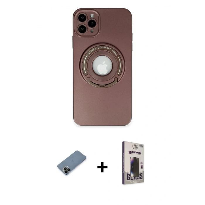 MARSİLYAN™- iPhone 12 Pro Max Kılıf Eksen Klasik Prime - Siyah Bilvis Hayalet Cam Ekran Koruyucu + Shine Kamera Lens Koruma Cam - SH