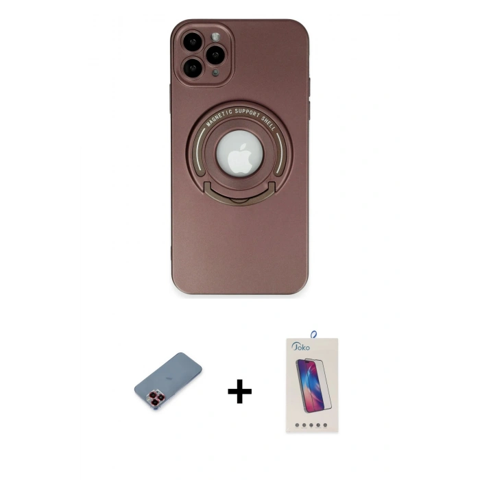 MARSİLYAN™- iPhone 12 Pro Max Kılıf Eksen Klasik Prime - Siyah Joko 5D Cam + Metal Kamera Lens Koruma Cam - KI