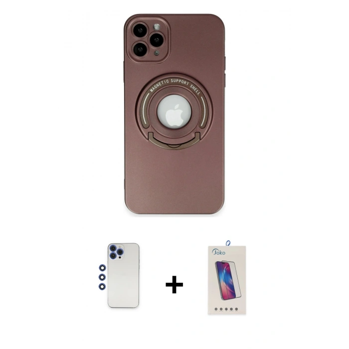 MARSİLYAN™- iPhone 12 Pro Max Kılıf Eksen Klasik Prime - Siyah Joko 5D Cam + Lacivert Shine Kamera Lens