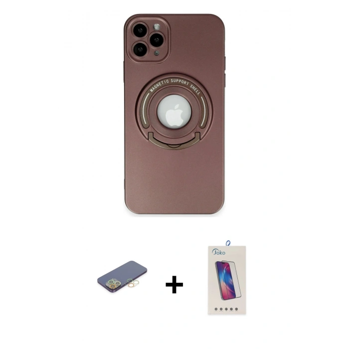 MARSİLYAN™- iPhone 12 Pro Max Kılıf Eksen Klasik Prime - Siyah Joko 5D Cam + Renkli Kamera Lens Koruma Cam - SI