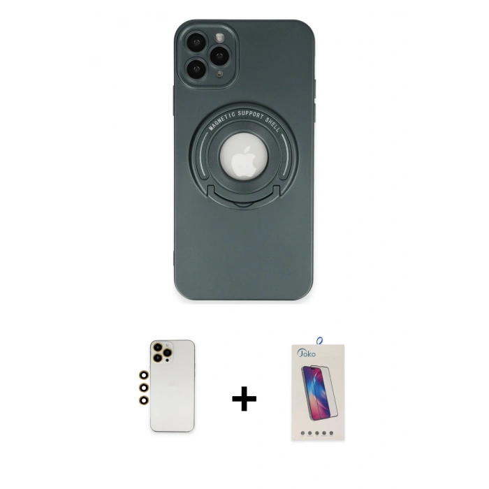 MARSİLYAN™- iPhone 12 Pro Max Kılıf Eksen Klasik Prime - Siyah Joko 5D Cam + Shine Kamera Lens - GD