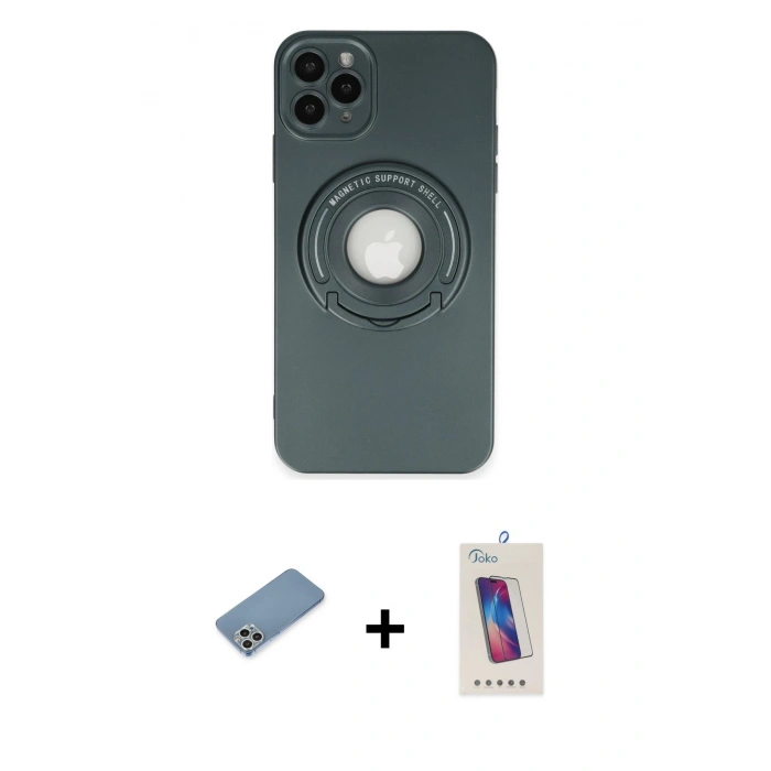 MARSİLYAN™- iPhone 12 Pro Max Kılıf Eksen Klasik Prime - Siyah Joko 5D Cam + Shine Kamera Lens Koruma Cam - GS