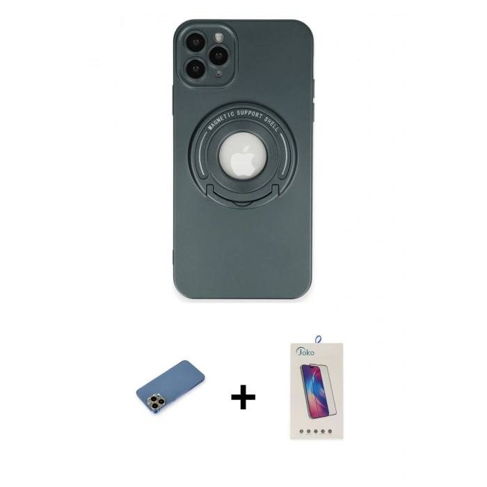 MARSİLYAN™- iPhone 12 Pro Max Kılıf Eksen Klasik Prime - Siyah Joko 5D Cam + Shine Kamera Lens Koruma Cam - GD