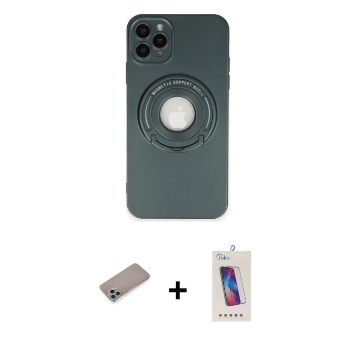 MARSİLYAN™- iPhone 12 Pro Max Kılıf Eksen Klasik Prime - Siyah Joko 5D Cam + Shine Kamera Lens Koruma Cam - SABE