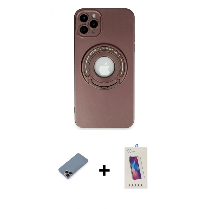 MARSİLYAN™- iPhone 12 Pro Max Kılıf Eksen Klasik Prime - Siyah Joko 5D Cam + Siyah Metal Kamera Lens Koruma Cam