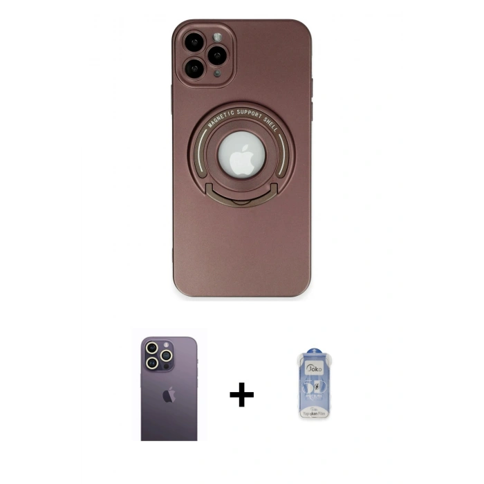 MARSİLYAN™- iPhone 12 Pro Max Kılıf Eksen Klasik Prime - Siyah Joko Magic 5D Cam + Neon Fosforlu Kamera Lens - BZ