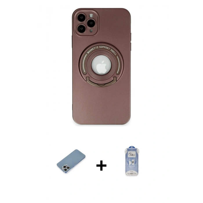 MARSİLYAN™- iPhone 12 Pro Max Kılıf Eksen Klasik Prime - Siyah Joko Magic 5D Cam + Gökkuşağı Shine Kamera Lens Koruma Cam