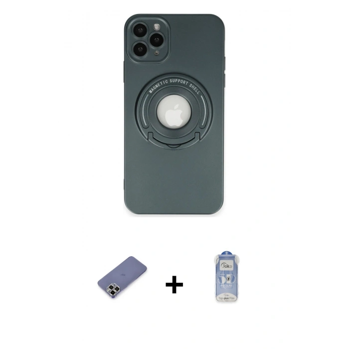 MARSİLYAN™- iPhone 12 Pro Max Kılıf Eksen Klasik Prime - Siyah Joko Magic 5D Cam + Metal Kamera Lens Koruma Cam - GD