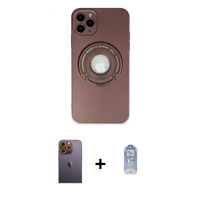 MARSİLYAN™- iPhone 12 Pro Max Kılıf Eksen Klasik Prime - Siyah Joko Magic 5D Cam + Neon Fosforlu Kamera Lens - SI