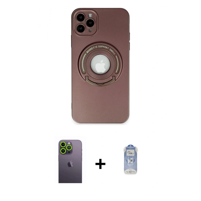 MARSİLYAN™- iPhone 12 Pro Max Kılıf Eksen Klasik Prime - Siyah Joko Magic 5D Cam + Neon Fosforlu Kamera Lens - YL