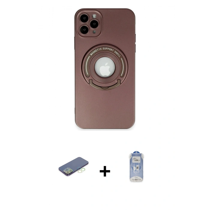 MARSİLYAN™- iPhone 12 Pro Max Kılıf Eksen Klasik Prime - Siyah Joko Magic 5D Cam + Renkli Kamera Lens Koruma Cam - YL