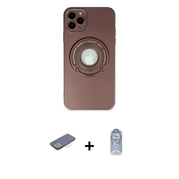 MARSİLYAN™- iPhone 12 Pro Max Kılıf Eksen Klasik Prime - Siyah Joko Magic 5D Cam + Renkli Kamera Lens Koruma Cam - SI