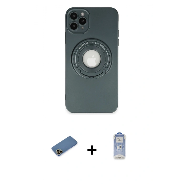MARSİLYAN™- iPhone 12 Pro Max Kılıf Eksen Klasik Prime - Siyah Joko Magic 5D Cam + Shine Kamera Lens Koruma Cam - GD