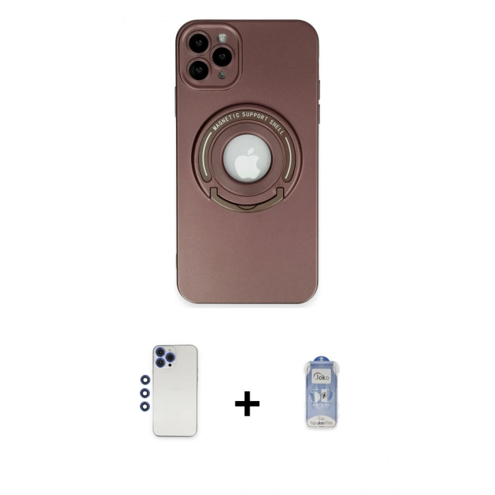 MARSİLYAN™- iPhone 12 Pro Max Kılıf Eksen Klasik Prime - Siyah Joko Magic 5D Cam + Shine Kamera Lens - LT