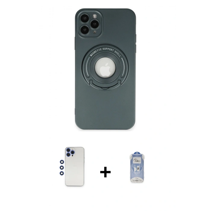 MARSİLYAN™- iPhone 12 Pro Max Kılıf Eksen Klasik Prime - Siyah Joko Magic 5D Cam + Shine Kamera Lens - LT