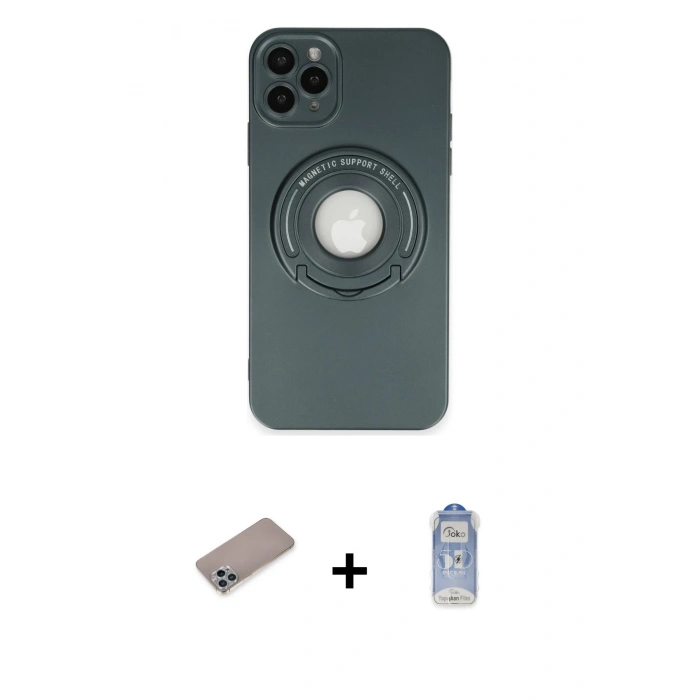 MARSİLYAN™- iPhone 12 Pro Max Kılıf Eksen Klasik Prime - Siyah Joko Magic 5D Cam + Shine Kamera Lens Koruma Cam - SABE