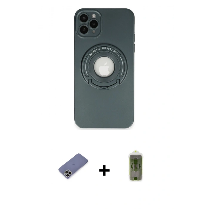 MARSİLYAN™- iPhone 12 Pro Max Kılıf Eksen Klasik Prime - Siyah Joko Magic 5D Hayalet Cam + Metal Kamera Lens Koruma Cam - GD