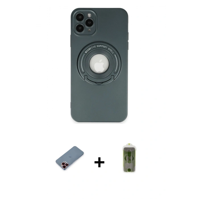 MARSİLYAN™- iPhone 12 Pro Max Kılıf Eksen Klasik Prime - Siyah Joko Magic 5D Hayalet Cam + Metal Kamera Lens Koruma Cam - KI