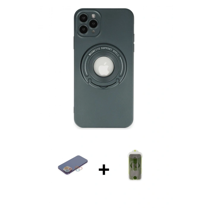 MARSİLYAN™- iPhone 12 Pro Max Kılıf Eksen Klasik Prime - Siyah Joko Magic 5D Hayalet Cam + Renkli Kamera Lens Koruma Cam - PE