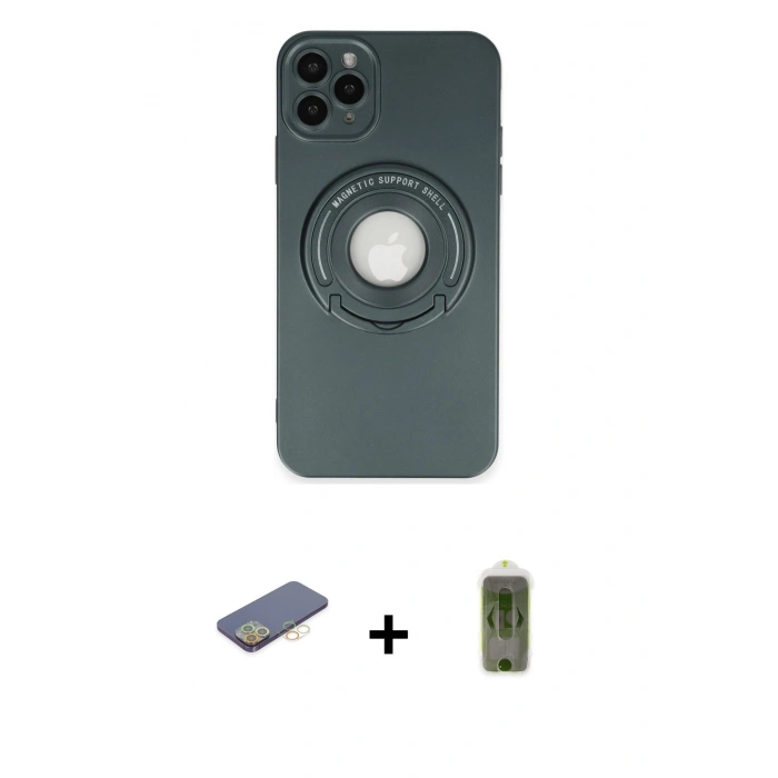MARSİLYAN™- iPhone 12 Pro Max Kılıf Eksen Klasik Prime - Siyah Joko Magic 5D Hayalet Cam + Renkli Kamera Lens Koruma Cam - SI