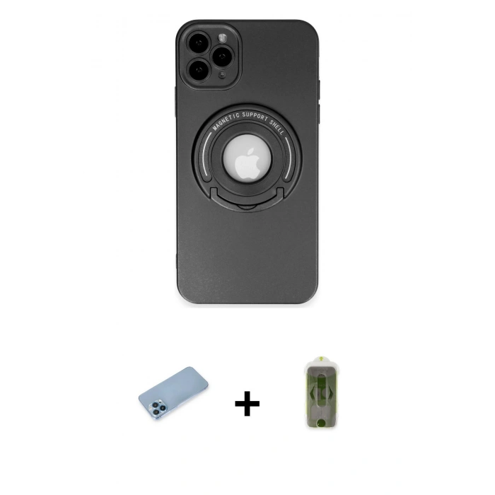 MARSİLYAN™- iPhone 12 Pro Max Kılıf Eksen Klasik Prime - Siyah Joko Magic 5D Hayalet Cam + Shine Kamera Lens Koruma Cam - MI