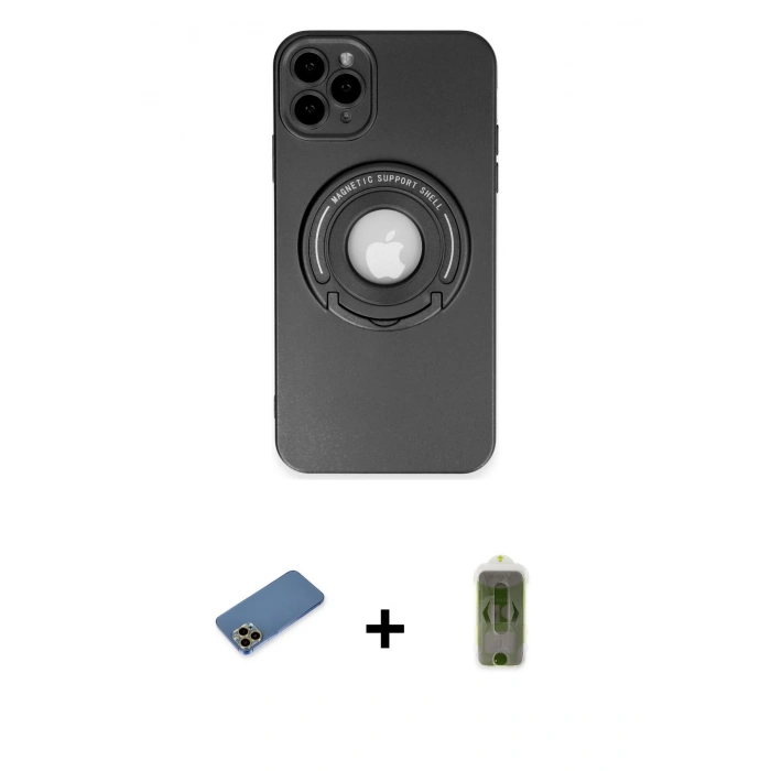 MARSİLYAN™- iPhone 12 Pro Max Kılıf Eksen Klasik Prime - Siyah Joko Magic 5D Hayalet Cam + Shine Kamera Lens Koruma Cam - GD