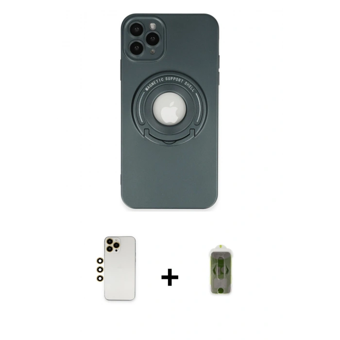MARSİLYAN™- iPhone 12 Pro Max Kılıf Eksen Klasik Prime - Siyah Joko Magic 5D Hayalet Cam + Shine Kamera Lens - GD
