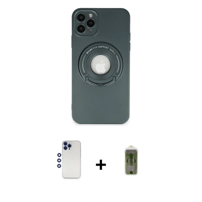 MARSİLYAN™- iPhone 12 Pro Max Kılıf Eksen Klasik Prime - Siyah Joko Magic 5D Hayalet Cam + Shine Kamera Lens - LT