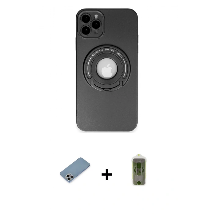 MARSİLYAN™- iPhone 12 Pro Max Kılıf Eksen Klasik Prime - Siyah Joko Magic 5D Hayalet Cam + Shine Kamera Lens Koruma Cam - GI