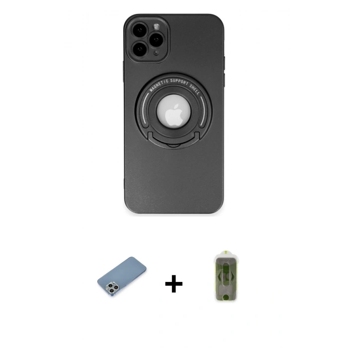 MARSİLYAN™- iPhone 12 Pro Max Kılıf Eksen Klasik Prime - Siyah Joko Magic 5D Hayalet Cam + Shine Kamera Lens Koruma Cam - GS
