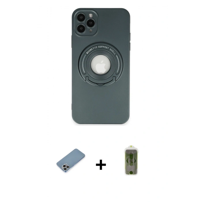 MARSİLYAN™- iPhone 12 Pro Max Kılıf Eksen Klasik Prime - Siyah Joko Magic 5D Hayalet Cam + Shine Kamera Lens Koruma Cam - GI