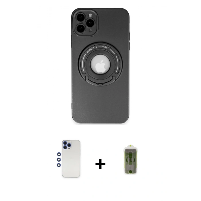 MARSİLYAN™- iPhone 12 Pro Max Kılıf Eksen Klasik Prime - Siyah Joko Magic 5D Hayalet Cam + Shine Kamera Lens - LT